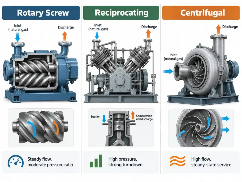 Natural Gas Compressor Types_ Screw vs Reciprocating vs Centrifugal